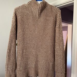 Soft Tan American Eagle Cowl Neck Sweater